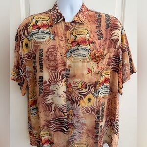 Jams World Men’s Hawaiian Aloha Short Sleeve Shirts, Large, “Guava Beach”